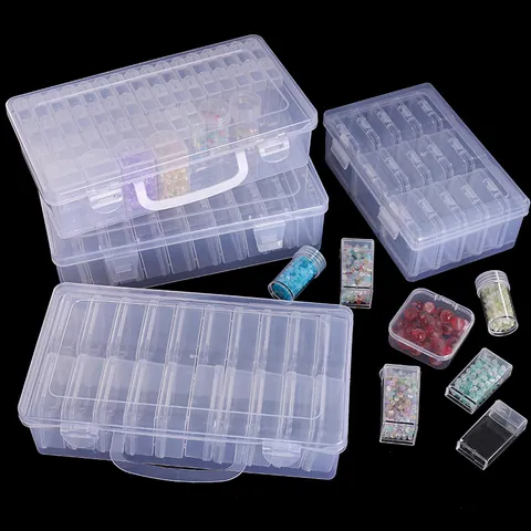 Clear Plastic Jewelry Storage Box Stackable Multi-layered Compartment Organizer With Portable Handle For Earrings Beads Toys