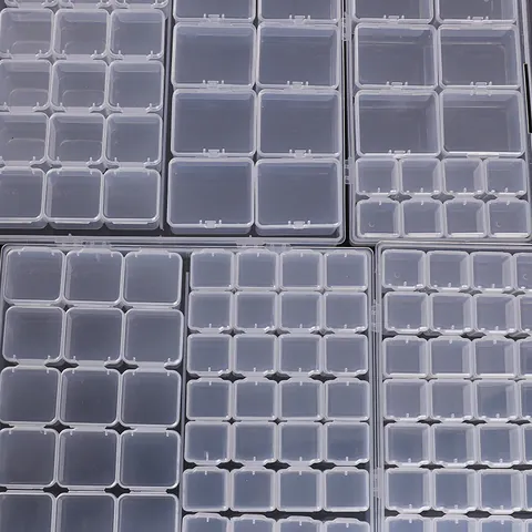 Transparent Plastic Storage Box Multi Grid Compartments For Jewelry Beads Nail Art DIY Crafts Small Parts Organizer