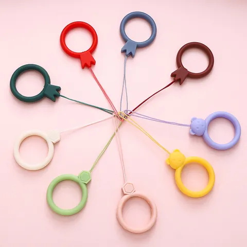 Anneau de Longe de Téléphone en Silicone Porte-Clés Accessoires DIY Avec Formes d'Ours Couronne Diamant Charmes de Sac à Main Couleurs Mixtes
