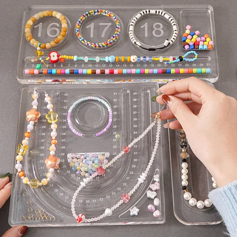 Clear Acrylic Beading Design Board Set Jewelry Making Measuring Tray Tools For Bracelet Necklace DIY Handmade Craft Design