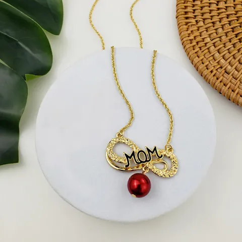 Vintage Gold Plated Alloy Infinity MOM Pendant Necklace And Hollow Floral Stud Earrings Artificial Pearl Jewelry For Mother's Day Gift