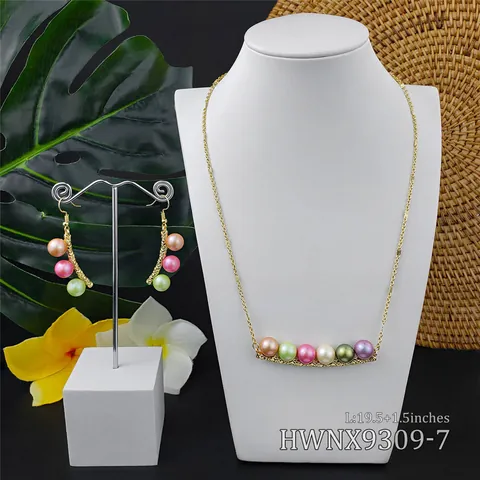 Hawaïaanse Tropische Vergulde Koperen Schelpparel Halsketting En Oorbellen Sieraden Voor Vrouwen Zomer Strandvakantie Cadeau