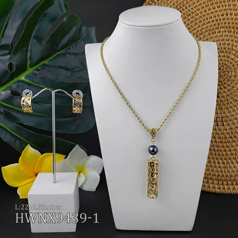 Hawaiian Style Hollow Turtle Honu Pendant Necklace And Earrings Gold Plated Alloy With Imitation Pearl For Women