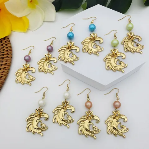 Parure de Bijoux Vintage en Alliage de Fleurs Or Avec Perles d'Imitation Strass Style Hawaïen Tropical Collier Boucles d'Oreilles pour Femmes Mariage