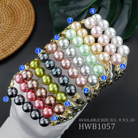 Hawaiian Style Retro Engraved Copper Bangle With Natural Shell Artificial Pearl For Women Bohemian Floral Pattern Bracelet Jewelry