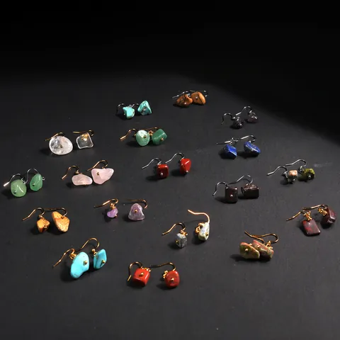 Naturstein Ohrhänger Mit Edelstahl Haken Boho Unregelmäßig Rohkristall Amethyst Türkis Schmuck Geschenk Für Damen