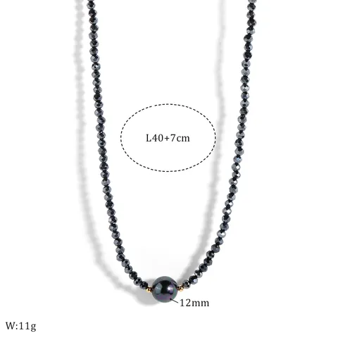Minimalist Shell Artificial Pearl Faceted Bead Necklace For Women Fashion Alloy Crystal Bead Choker Clavicle Chain Summer Vacation Jewelry