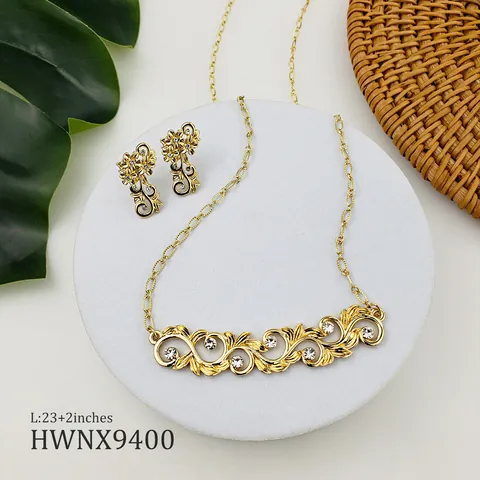 Vintage Hawaïaanse Vergulde Koperen Sieradencollectie Opengewerkte Bloem Rank Zirkonia Ketting En Oorbellen Voor Vrouwen Sieraden Cadeau