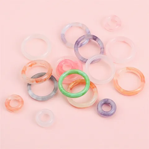 Marble Texture Glaze Acrylic Round Ring Beads For DIY Jewelry Making Necklace Bracelet Pendant Handcrafted Accessory Supplies