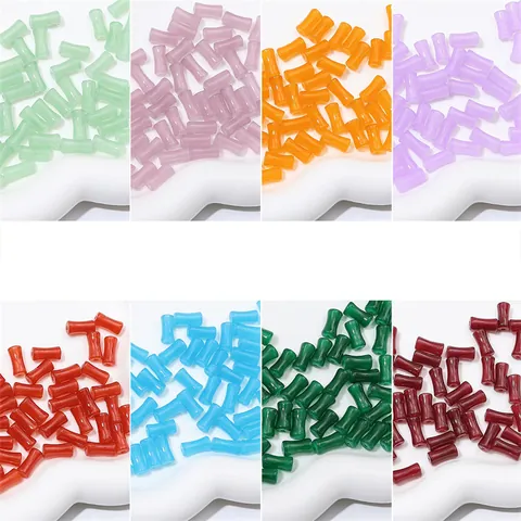 Glass Bamboo Joint Loose Beads Imitation Jade Colored Glaze Spacers DIY Handmade Jewelry Accessories For Bracelet Necklace Making
