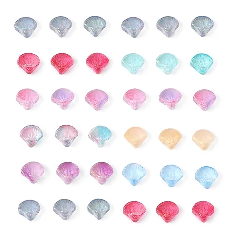 Glass Scallop Shell Beads For DIY Jewelry Glazed Iridescent AB Color Charms For Bracelet Necklace Handmade Craft Accessories
