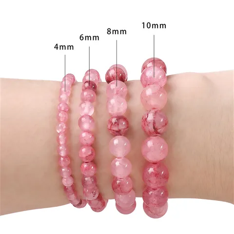 Perle Sfuse Tonde in Calcedonio Sintetico Rosa per Creazione di Gioielli Fai da Te Collana Bracciale Artigianale
