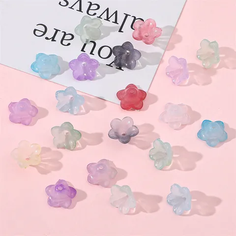 Perles Fleur de Trompette Bicolore Dégradé en Acrylique Mat Campanule Perles en Vrac DIY Bijoux Boucles d'Oreilles Collier Accessoires Matériaux