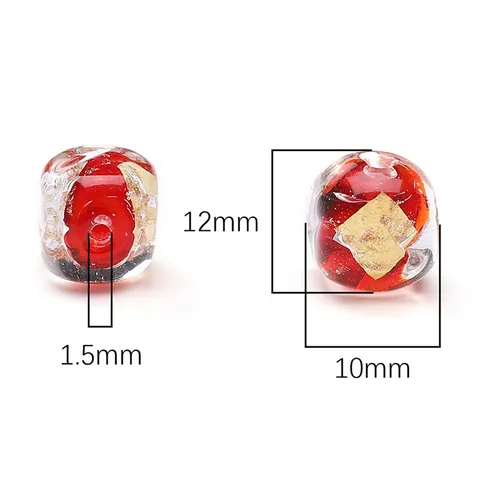 Vintage Lampwork Glass Cube Loose Beads Internal Gold Foil Square Candy Beads For DIY Bracelet Necklace Jewelry Making