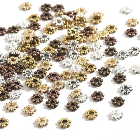 Vintage Alloy Plum Flower Spacer Beads For DIY Jewelry Making Bracelet Necklace Handcrafted Craft Accessory Electroplated Metal Findings