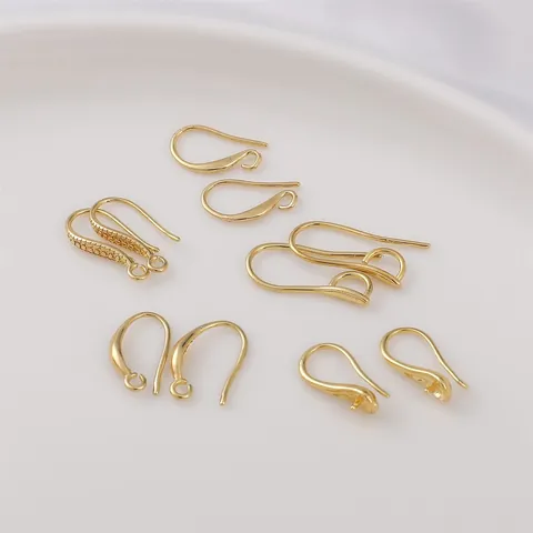 Ganchos para Pendientes en Forma de U Cobre Relleno de Oro 14K Fornituras de Joyería DIY Ganchos Lisos Texturizados en Gota con Bucle