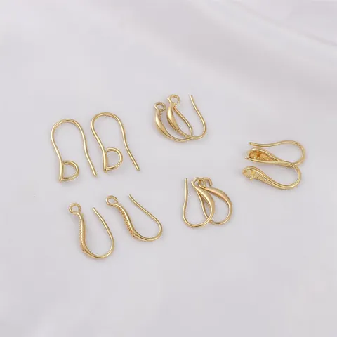 Ganchos para Pendientes en Forma de U Cobre Relleno de Oro 14K Fornituras de Joyería DIY Ganchos Lisos Texturizados en Gota con Bucle
