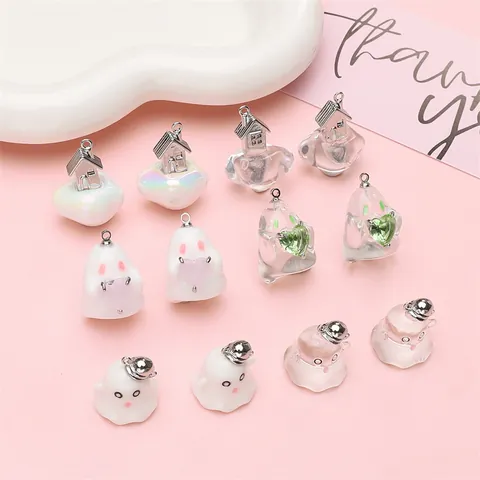DIY Resin Alloy Halloween Pendants Cute Ghost Moon Cloud House Charms For Jewelry Making Bracelet Necklace Accessories Handcraft Supplies
