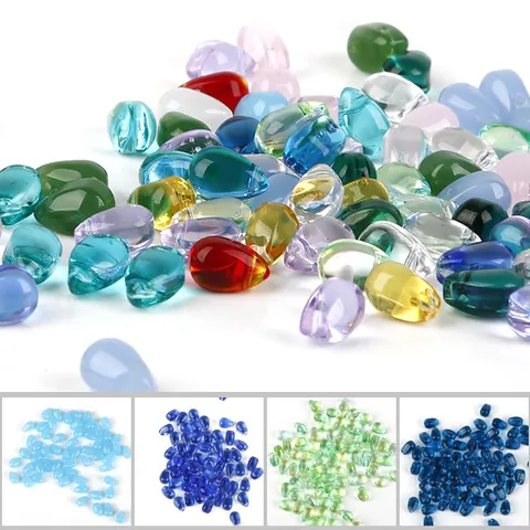 Cuentas de Vidrio en Forma de Gota de Agua y Pétalo para Crear Joyas DIY Estilo Antiguo Accesorios para el Cabello Hechos a Mano