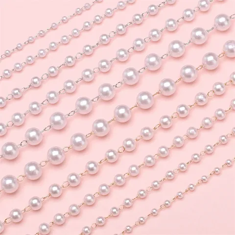 ABS Künstliche Perlenkette Verbunden Für DIY Schmuckherstellung Gold Silber Galvanisierte Legierung Für Hochzeit Haarschmuck