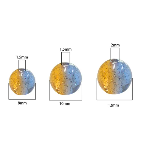 Resin Glitter Striped Round Loose Beads For DIY Jewelry Making Two Tone Gradient Beads Bracelet Necklace Material Accessories