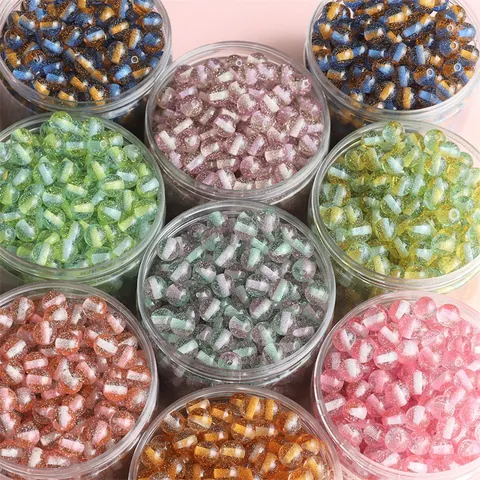 Resin Glitter Striped Round Loose Beads For DIY Jewelry Making Two Tone Gradient Beads Bracelet Necklace Material Accessories