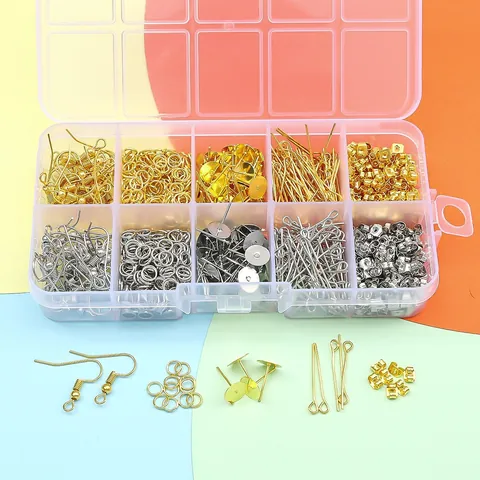 DIY Earring Making Findings Supplies Metal Earring Hooks Open Jump Rings Eye Pins Butterfly Earring Backs Jewelry Repair Supplies
