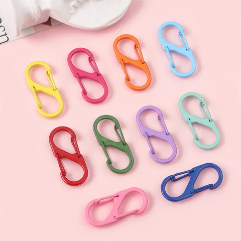 S-Shaped Alloy Spring Buckle Dual Head Keychain Hook Candy Color Carabiner For DIY Keychain Accessories Connecting Ring