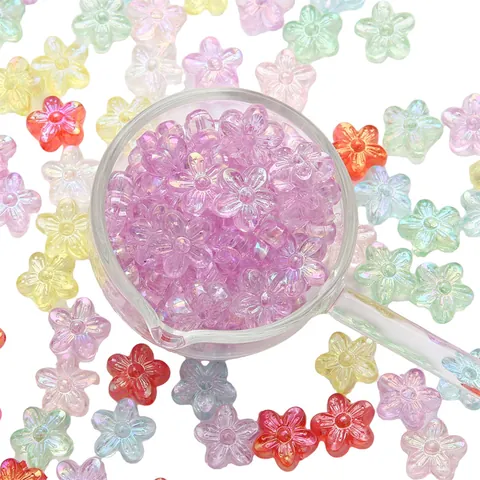 Acryl Bloem Hanger Kralen Iriserend AB Verguld Gekleurde Bloem Bedeltjes Voor DIY Sieraden Maken Ketting Armband Accessoires