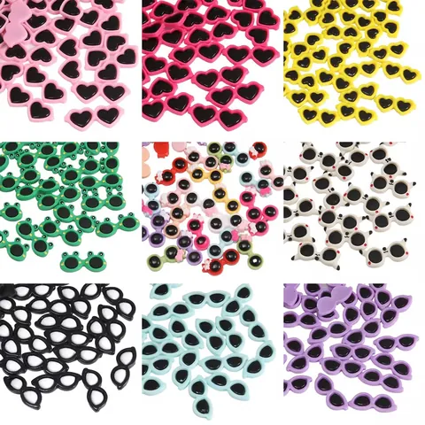Mini Acrylic Heart Round Sunglasses Charms For DIY Jewelry Making Crafts Phone Case Decor Cute Cartoon Resin Glasses Accessories