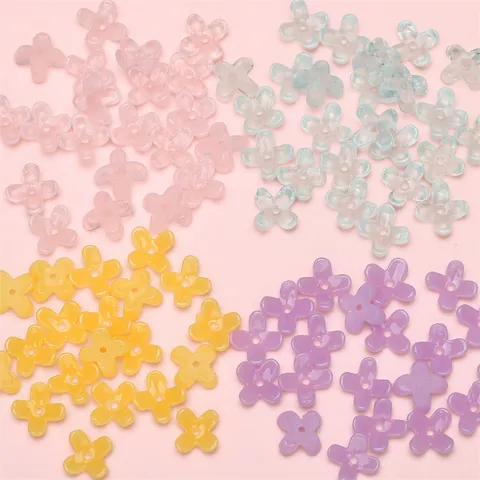 Flower Shaped Resin Loose Beads Macaron Color DIY Jewelry Making Accessories For Handcraft Earring Necklace Craft Material