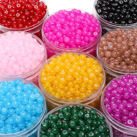 Glass Faux Jade Abacus Loose Beads For DIY Bracelet Jewelry Making Handicraft Material Round Flat Spacer Beads