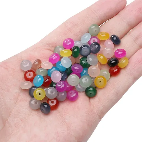 Glass Faux Jade Abacus Loose Beads For DIY Bracelet Jewelry Making Handicraft Material Round Flat Spacer Beads