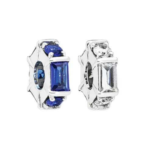 Alloy Geometric Bead Charm With Blue White Rhinestone Inlaid Jewelry Accessories For DIY Bracelet Women Jewelry Making
