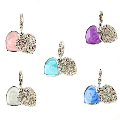Legierung Doppelherz Emaille Anhänger Für DIY Schmuckherstellung Strass MUM Family I Love You Herz Anhänger Perlen