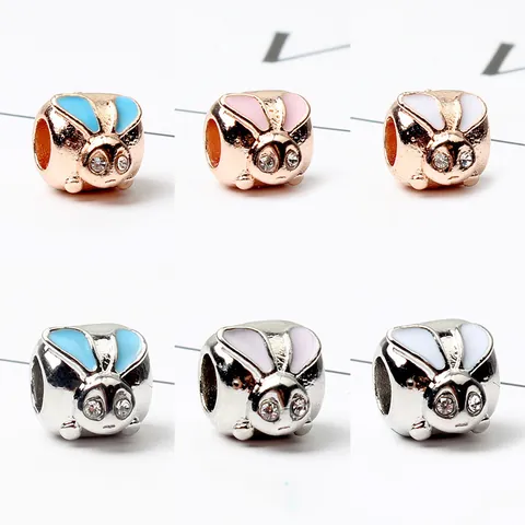 Cute Alloy Rabbit Charms With Enamel Ears And Rhinestone Eyes For DIY Bracelet Necklace Jewelry Making Animal Loose Beads