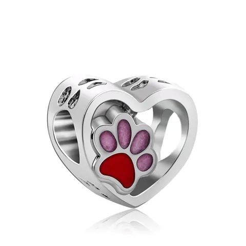 Legierung Herz Tierpfote Blume Charms Perlen Für DIY Armband Schmuckherstellung Roségold Silber Hohl Emaille Strass Perlen