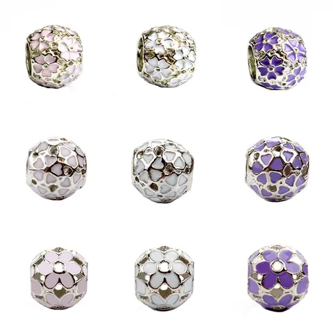 Alloy Enamel Flower Heart Charms For DIY Jewelry Making Women Magnolia Cherry Blossom Hollow Out Pendant Charm Beads