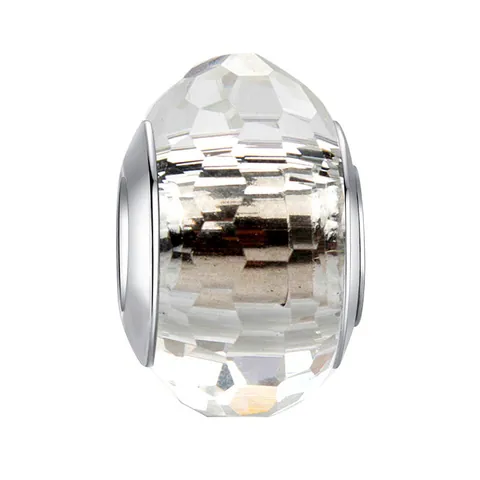 Faceted Crystal Glass Large Hole Charm Beads With Metal Core Multicolored DIY Loose Beads For Bracelet Making Women Jewelry