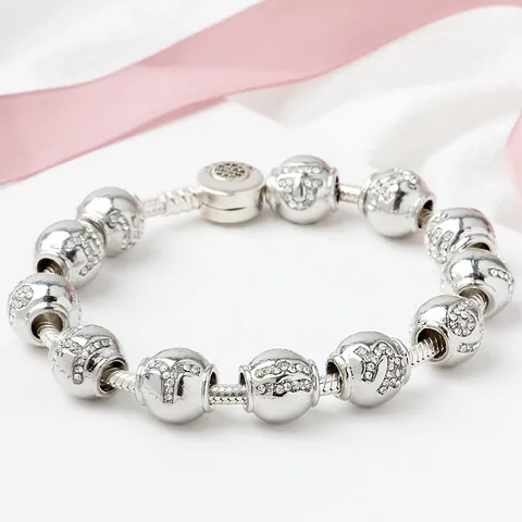 Ciondoli Zodiaco DIY in Lega Placcata Argento con Strass Trasparenti Perline Sciolte per Creazione Gioielli Bracciali Regalo