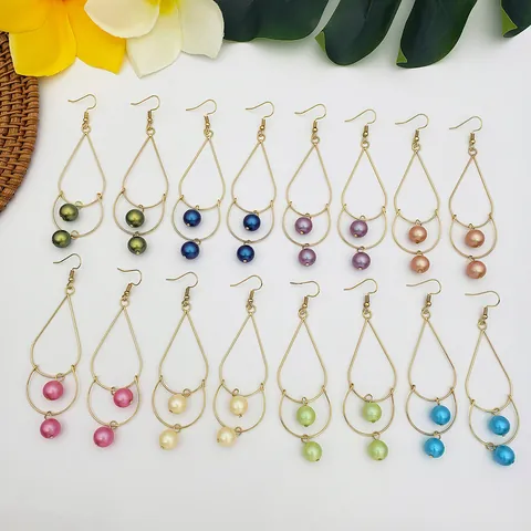 Fashion Alloy Double Layer Teardrop Faux Pearl Drop Earrings For Women Elegant Geometric Tassel Dangle Earrings Jewelry Gift
