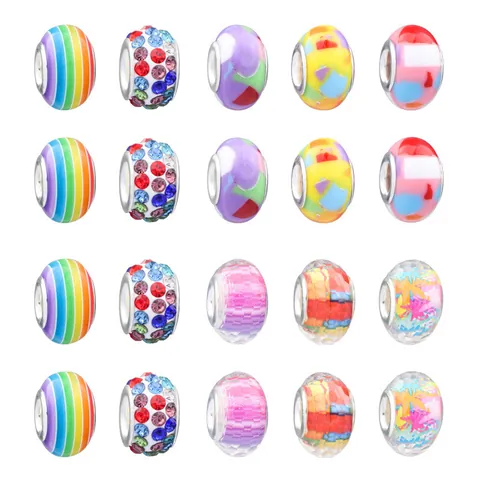 Accesorios de Pulsera DIY Cuentas de Agujero Grande Charms de Resina y Strass Estilo Europeo para Mujeres Niñas Regalo