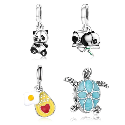 Zinc Alloy Enamel Panda Turtle Avocado Fried Egg Charms Pendants For DIY Jewelry Making Bracelets Necklaces Accessories
