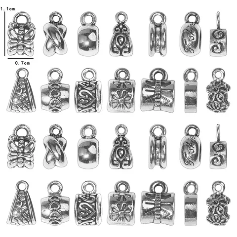 Antique Silver Zinc Alloy Jewelry Bails For DIY Necklace Bracelet Making Heart Butterfly Pattern Connectors Beads Finding
