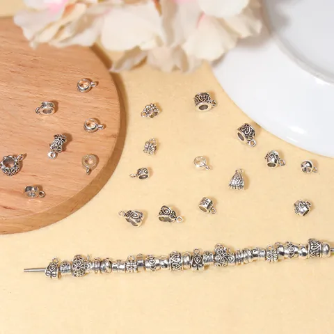Antique Silver Zinc Alloy Jewelry Bails For DIY Necklace Bracelet Making Heart Butterfly Pattern Connectors Beads Finding
