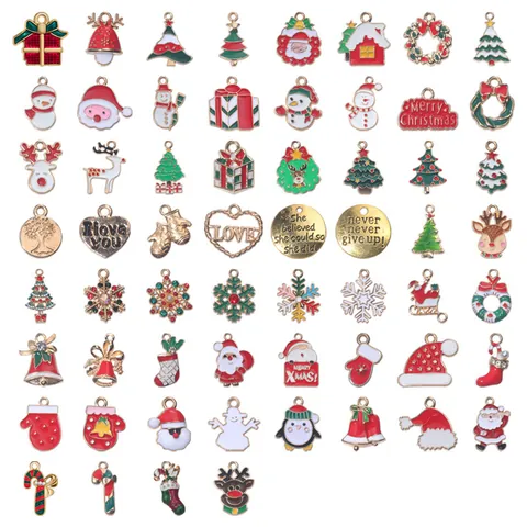 Ciondoli Natalizi Fai da Te in Lega di Zinco Smaltata Renna Babbo Natale Pupazzo di Neve Campana Charms per Collana Bracciale Accessori Creazione Gioielli