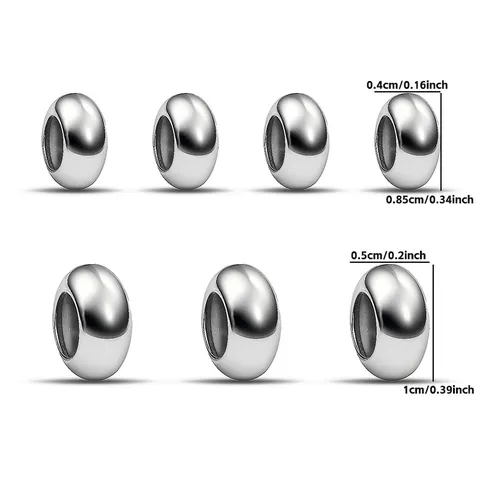 Perle Stopper in Lega di Zinco e Silicone Argento Lucido Ovali Distanziatori di Posizionamento per Creazione Gioielli DIY