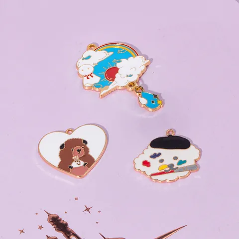 Cute Cartoon Animal Enamel Pendants Alloy Dog Cat Duck Dolphin Pendant Only For DIY Bracelet Necklace Jewelry Making Accessory Assorted Styles