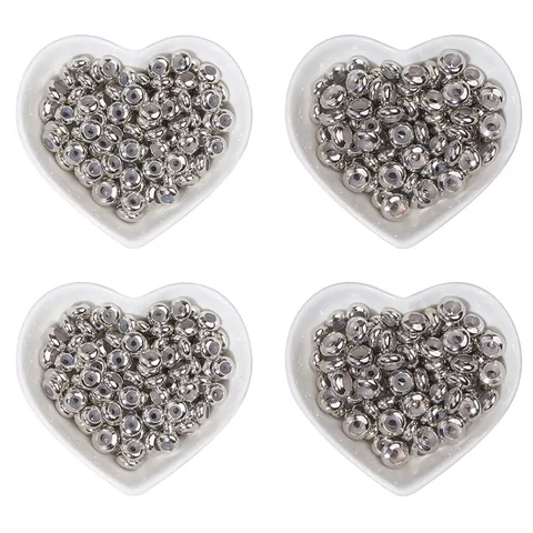 Perle Stopper in Lega di Zinco e Silicone Argento Lucido Ovali Distanziatori di Posizionamento per Creazione Gioielli DIY
