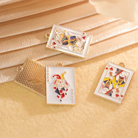 Pendentifs en Alliage Émaillé Cartes à Jouer Lapin Jack Queen King Joker Pour Fabrication de Bijoux Collier Bracelet Accessoires DIY